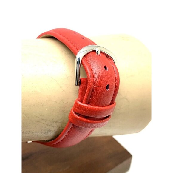 Disney Mickey Mouse Women's Watch Silver Tone Case 38mm Red Leather Band… - Picture 10 of 14